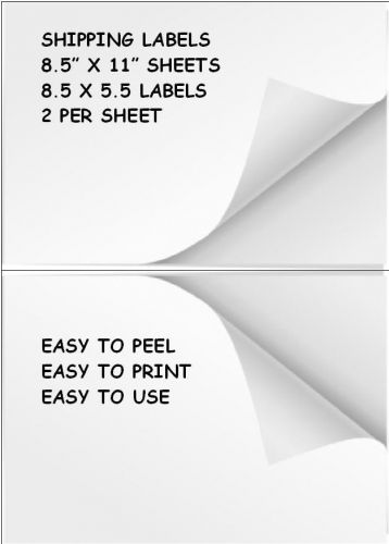 1200 shipping labels/2 per page 8.5 x 11  half sheet blank white shipping labels for sale