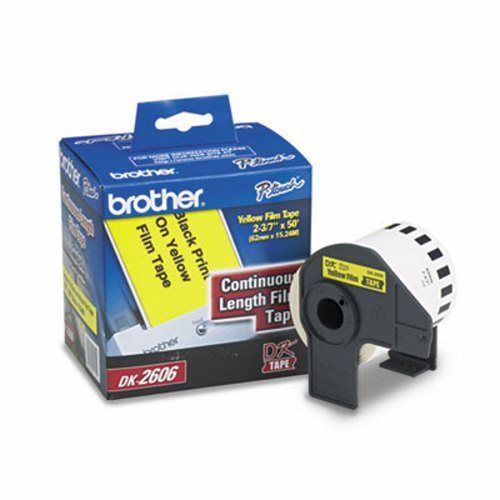 Brother Continuous Film Label Tape, 2-3/7&#034; x 50ft Roll, Yellow (BRTDK2606)