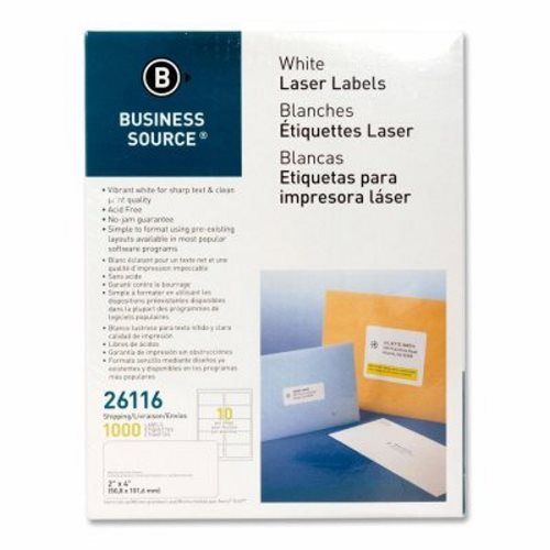 Business Source Mailing Shipping Labels, Laser, 1000 per Pack, White (BSN26116)