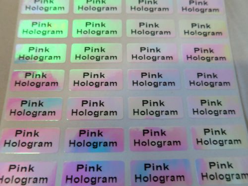300 Pink Hologram Customized Waterproof Name Stickers Labels 0.9 x 2.2 cm Tags