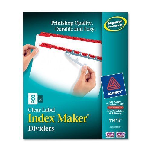 Avery Index Maker Punched Clear Label Tab Divider - Blank - 8 (ave11413)