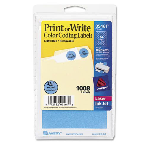 Print or write removable color-coding labels, 3/4in dia, light blue, 1008/pack for sale
