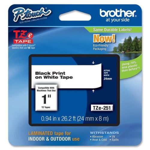 BROTHER INT L (SUPPLIES) TZE251  1IN BLACK ON WHITE FOR