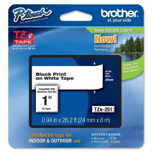 Brother int l (supplies) tze251  1in black on white for for sale