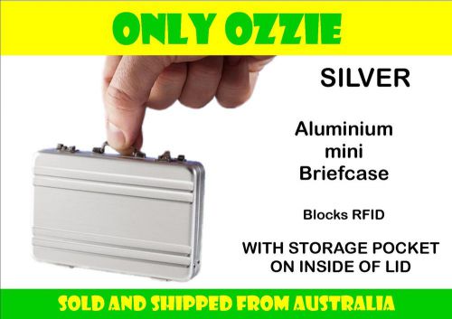Mini briefcase -miniature aluminium business card creditcard wallet case -silver for sale