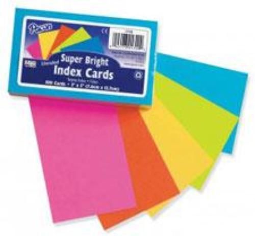 Pacon Index Cards Assorted Super Bright 3&#039;&#039; x 5&#039;&#039; Ruled 75 Cards
