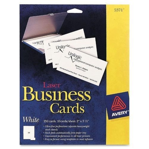 Avery Business Card - For Laser Print - A8 - 2&#034; x 3.50&#034; - 250 / Pack - White