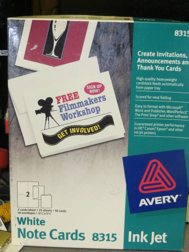 Avery 8315 40 Inkjet White Note Cards w/ Envelopes - 4-1/4&#034; x 5-1/2&#034; PARTIAL BOX