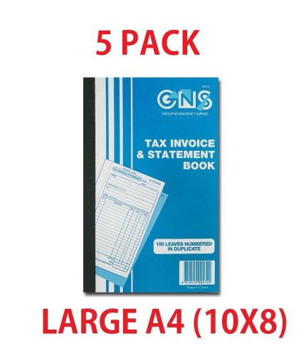 5 X100 PAGES  INVOICE AND STATEMENT  BOOK A4 GNS 572 DUPLICATE 10X8  (00570)