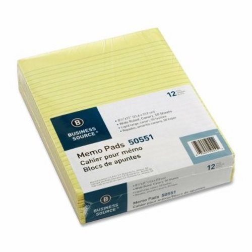 Business Source Pads, 8-1/2&#034;x11&#034;, Wide Ruled, 50 Sheets per Pad  (BSN50551)
