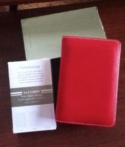 By Levenger -MORGAN - RED-3 x 5 Card Holder Leather - NEW