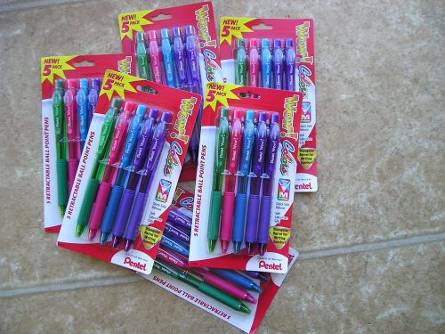 LOT OF PENTEL WOW! COLORS RETRACTABLE BALL POINT (6 PACK) 30 PENS ASSORTED INK M