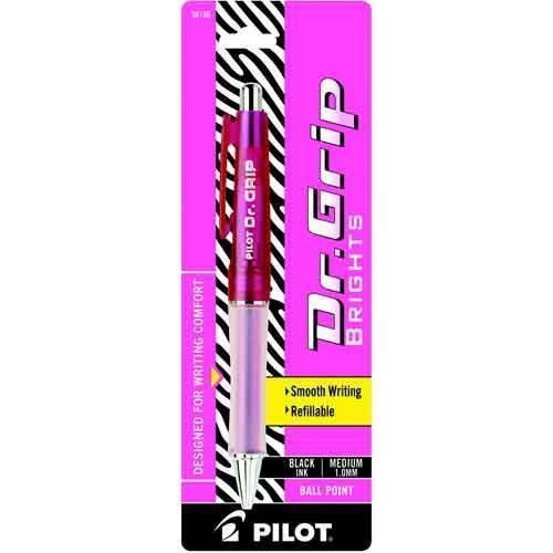 Pilot Dr. Grip Brights 1.0mm Black Ink Pink Barrel
