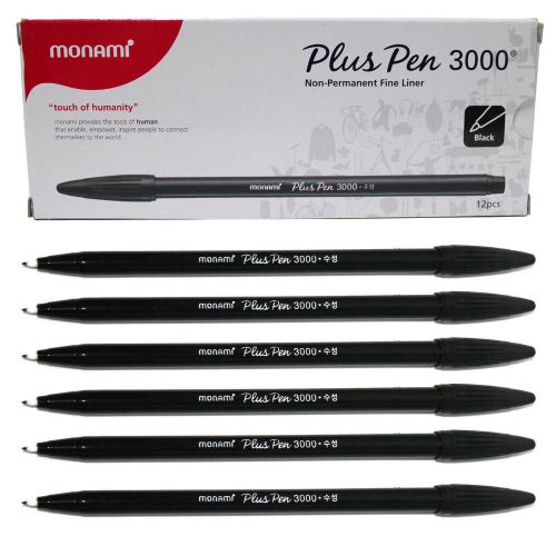 Monami Plus Pen 3000 Office Sign Pen Water Based Ink  - Black (12Pcs) 1 Dozen