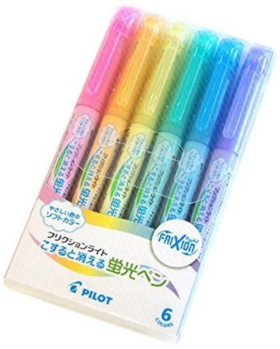 NEW Pilot Frixion Light Soft Color Erasable Highlighter Pen, 6 Color Set