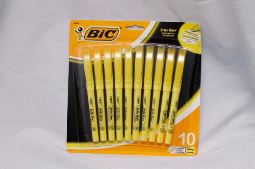 New Bic Yellow Highlighters Pack lot 10 Brite Line School Note taking supplies