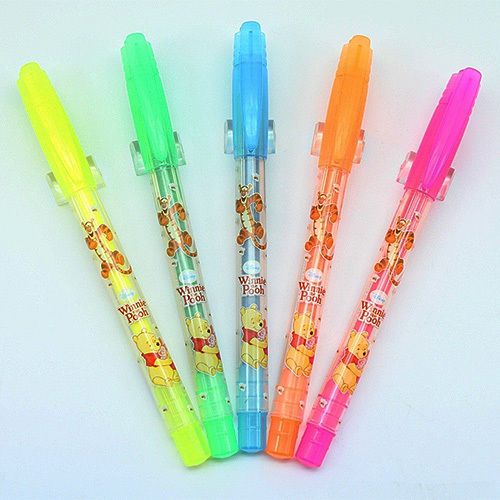 2qty x DONGA Pooh Highlighter pens Slim Memo Liner 5 Colors