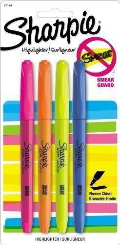 1 NEW Sharpie Accent Pocket-Style Highlighters, 4 Colored Highlighters