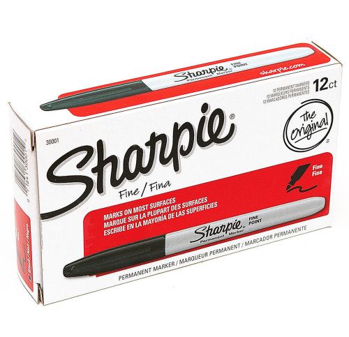 Sharpie Original Permanent Fine Point Marker Black 30001 12 Pcs