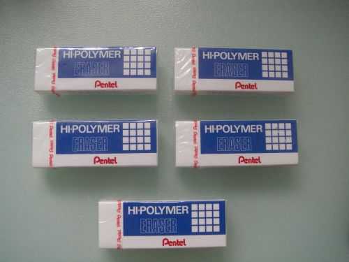 Pentel Hi-Polymer White Eraser Rubber  5 pcs