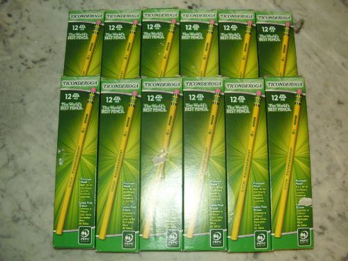 Dixon Ticonderoga #2 HB Wood Pencils - Yellow Barrel- 12 packs of 12 - 144 Total