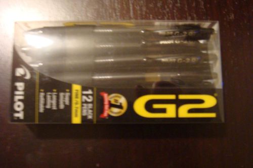 New Pilot Box of 12 G2 Black Gel Pens Fine .7mm Retractable Gel Ink Rolling Ball
