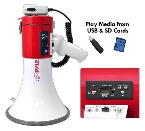 50 watts bullhorn megaphone microphone speaker usb sd card indoor outdoor siren for sale