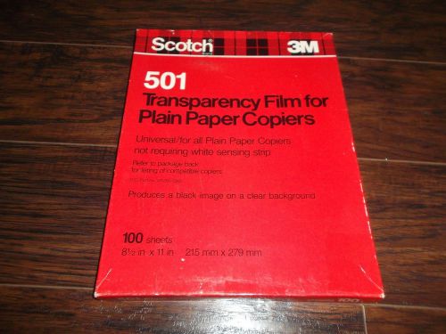 Scotch 3M 501 Transparency Film For Plain Paper Copiers ~  8 1/2&#034; x 11&#034;Open Box