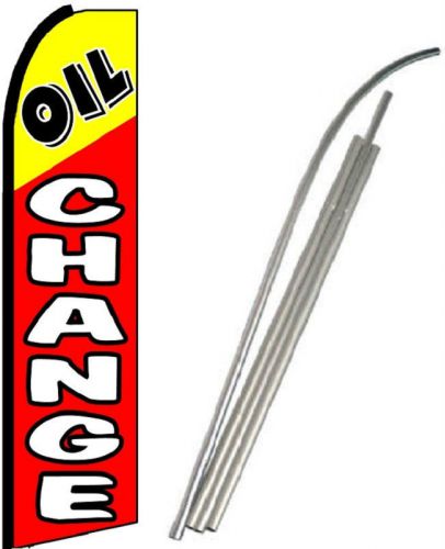 Oil Change Swooper Tall Feather Bow Business Flag W/pole 15&#039; FREE SHIPPING