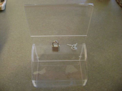 New Small Acrylic 5 Inch Donation Charity Ballot Box with Lock and Sign Holder