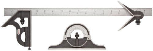 Starrett 9-18-4R Combination Set, W/ Cast Iron Square, Centering And Protractor