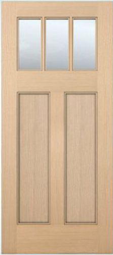 Exterior entry craftsman flat panel hemlock solid stain grade 3 lite wood doors for sale