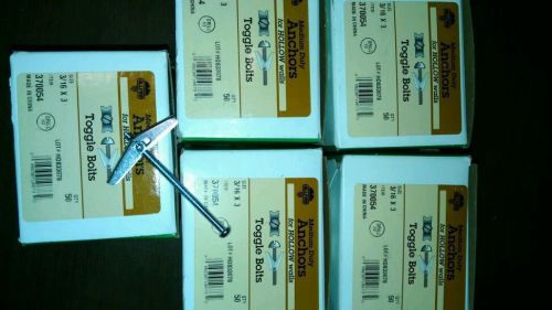 3/ 16&#034;TOGGLE BOLTS  3&#034; NEW LOT OF 5 BOXES 250