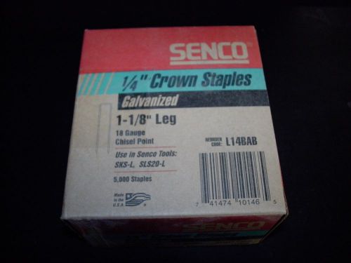 Senco 18-gauge 1/4&#034; x 1-1/8&#034; galvanized staples(5,000pk) l14bab new for sale