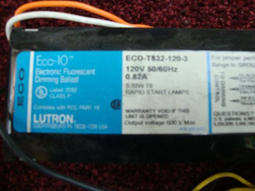 LUTRON ECO-10 T832-120-3 Electronic Fluorescent Dimming Ballast 120v
