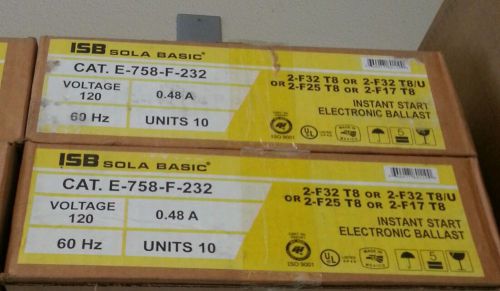 F32t8 F25t8 F17t8 ballast. Box of 10 t8/u sola t8 instant start electronic