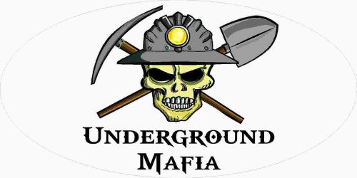 3 - Underground Mafia Miner Skull Mining Tool Box Hard Hat Helmet Sticker H410