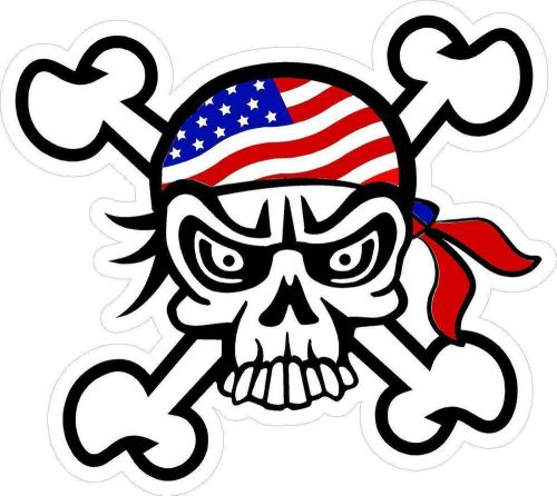 3 - Old Glory US Flag Skull And Crossbones Tool Box Hard Hat Helmet Sticker H163