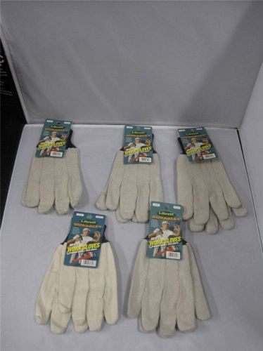 5 pairs librett durables 100% cotton mens work gloves gardening gray blue 1-size for sale