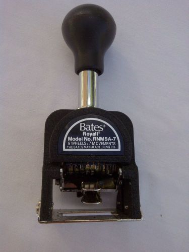 Vintage Bates Numbering Machine Lever Movement 5 Wheels 7 Movement RNM5A-7