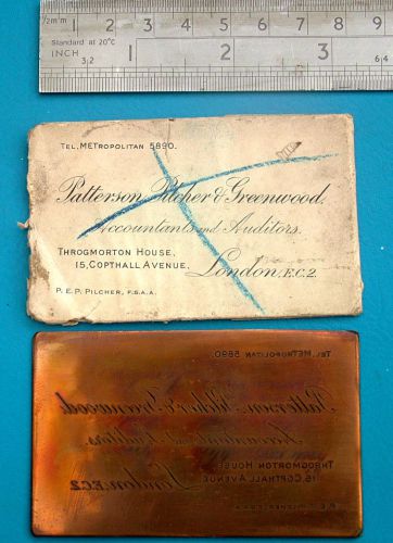 VINTAGE COPPER CALLING/BUSINESS  CARD PLATE