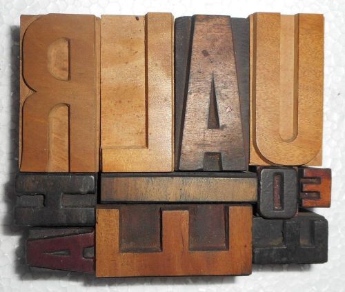 Vintage Letterpress Letter Wood Type Printers Block Lot Of 12 Collection.B770