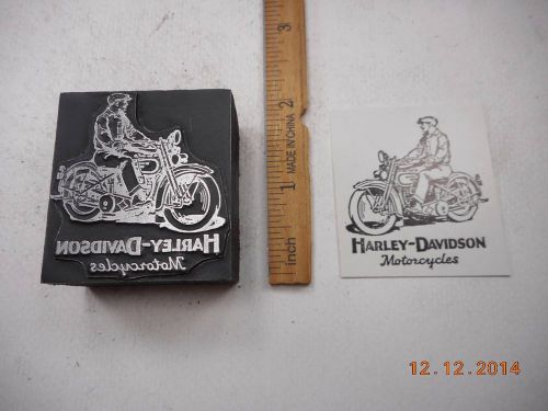 Letterpress Printing Printers Block, Harley Davidson Motorcycle w Rider