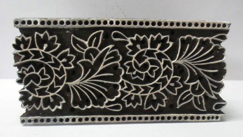 VINTAGE WOODEN HAND CARVED TEXTILE PRINTING ON FABRIC BLOCK STAMP DESIGN HOT 246