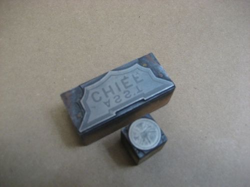 Vtg Printers Block Ass&#039;t Chief Badge? Fireman Insignia Ladder Nozzle Typeset L-3