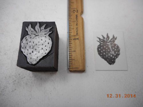 Printing Letterpress Printers Block, Strawberries, One Strawberry Fruit