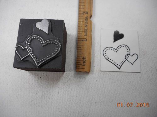 Letterpress Printing Printers Block, 3 Valentine Hearts