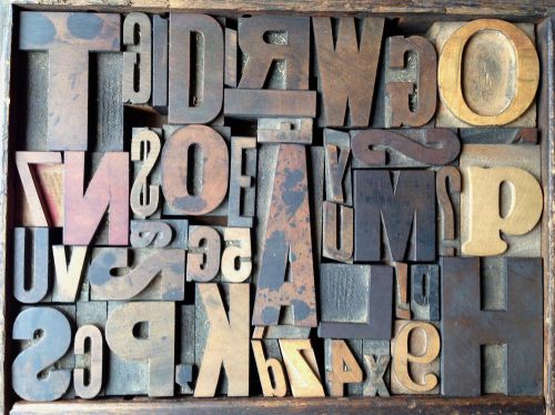 Antique Letterpress Printers WOOD TYPE Mix 45 Pieces
