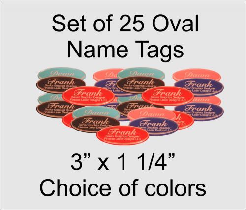 25 Oval Acrylic Business Employee Name Tags, set of 25 Acrylic Custom Name Tags