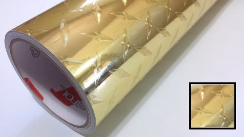 Gold diamond plate vinyl wrap graphic sticker sheet roll overlay craft &amp; cut 24&#034; for sale